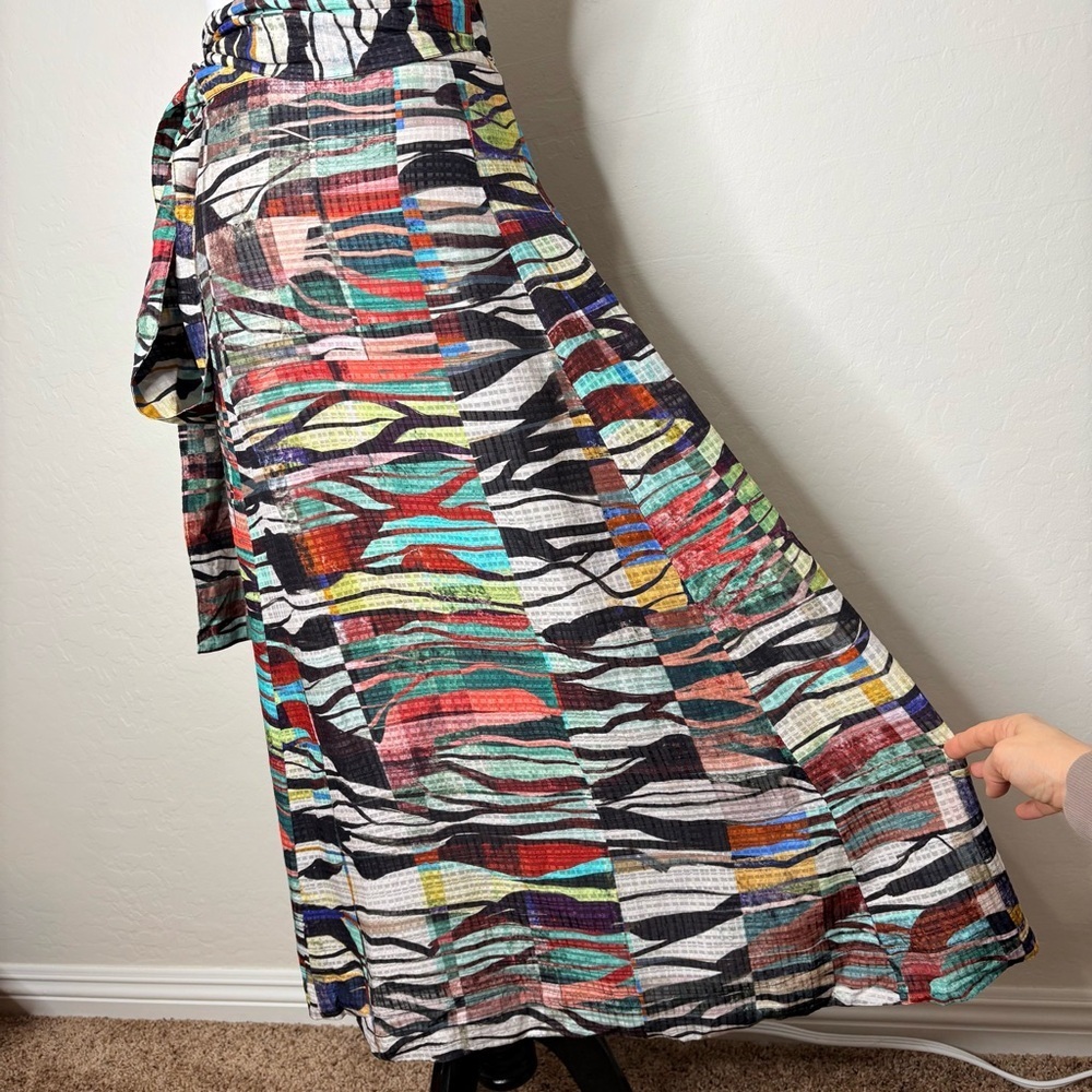 Marie Oliver Estine Wrap Skirt Prism Print Size Medium Colorful Statement Linen - Picture 8 of 11